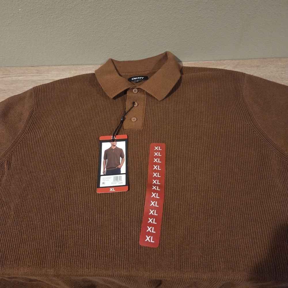DKNY Men's Polo Shirt in Rich Brown